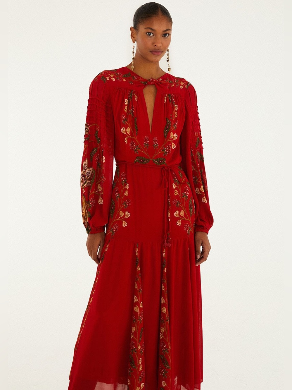 Farm Rio: Red Berry Garden Long Sleeve
Pleated Maxi Dress - Picture 9 of 10